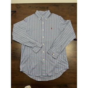 Ralph Lauren  Men's‎ Long Sleeve Button Down Shirt M Cotton Blue/Red Window Pane